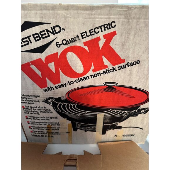 West Bend 6 Quart Electric Wok with easy to clean non stick surface. Made in USA - Picture 1 of 16